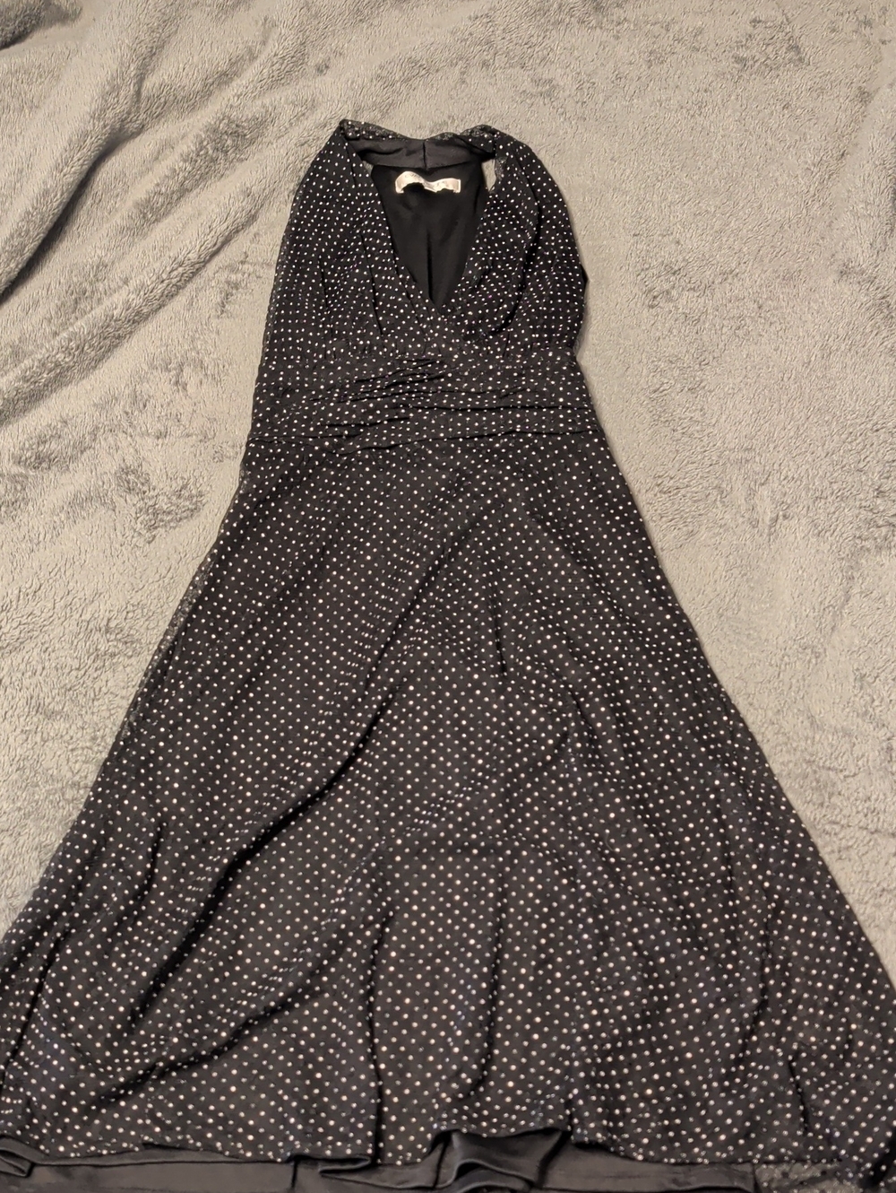 Evan Picone Black Midi Dress with White Polka Dots